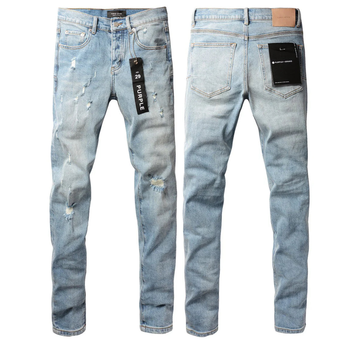 Blue ripped black label Purple brand jeans