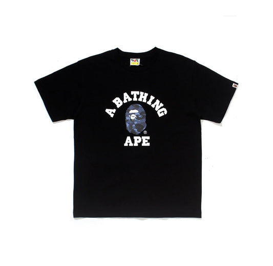 Black/blue bape college tee