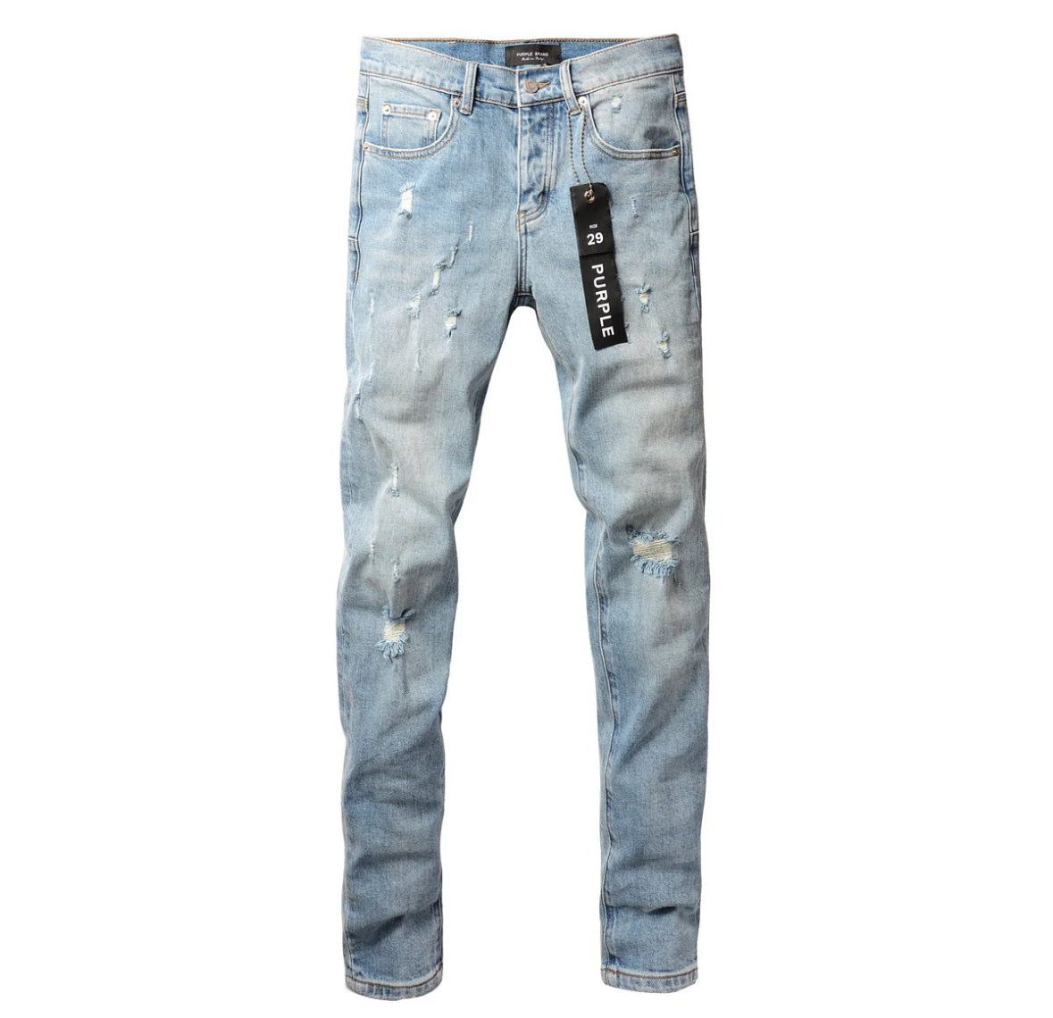 Blue ripped black label Purple brand jeans
