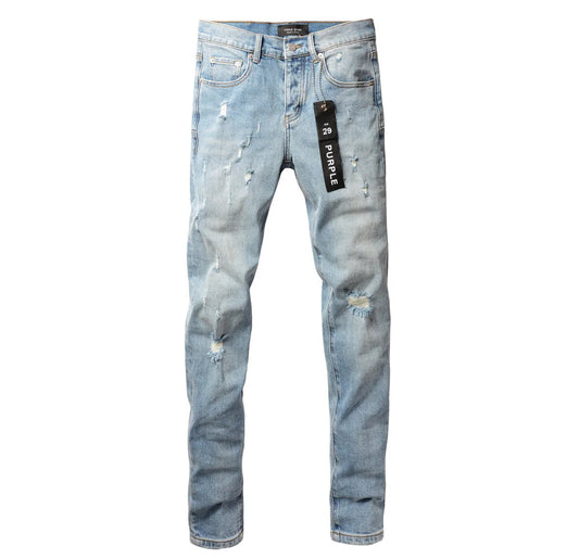 Blue ripped black label Purple brand jeans