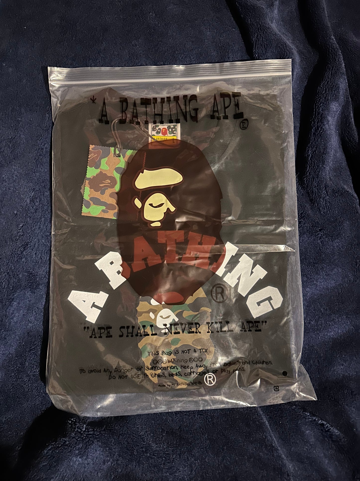 Black/green Bape college t shirt