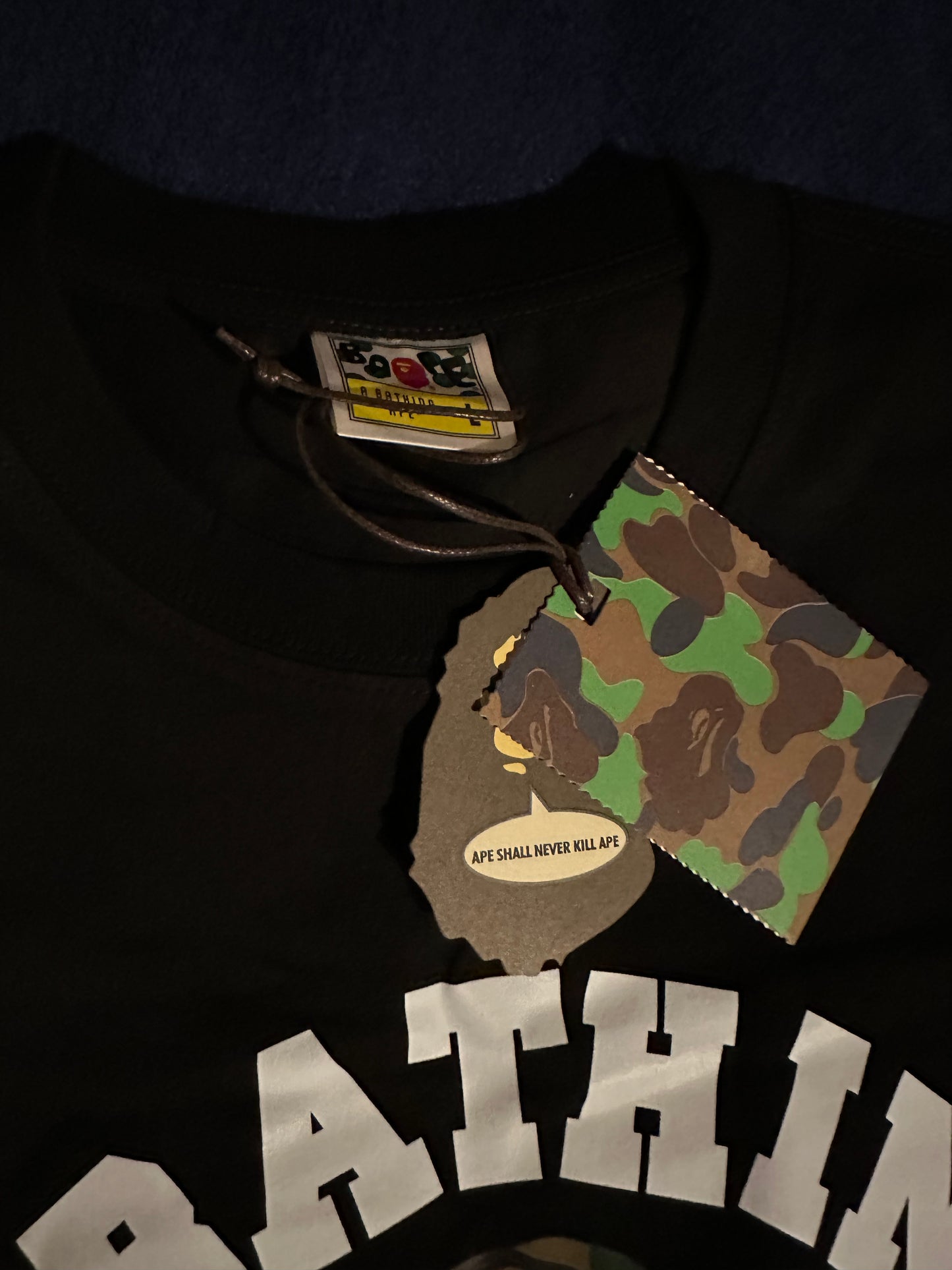 Black/green Bape college t shirt